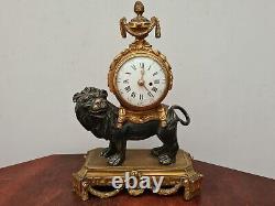 BRONZE Lion Clock by François Vion, LOUIS XVI Era 18th CENTURY, 1770