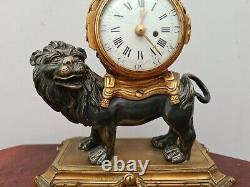 BRONZE Lion Clock by François Vion, LOUIS XVI Era 18th CENTURY, 1770