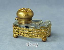 Baccarat Enkriter Door Plum Crystal Brass Doré Inkwell Epoque Empire Xixth