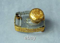 Baccarat Enkriter Door Plum Crystal Brass Doré Inkwell Epoque Empire Xixth