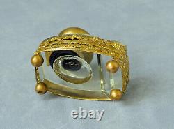 Baccarat Enkriter Door Plum Crystal Brass Doré Inkwell Epoque Empire Xixth