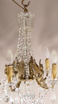 Baccarat, Lustre Aux Victoires Winged In Bronze And Crystal, Late 19th Century