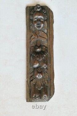 Baroque sculpture 17th century / high period, wood paneling, high relief angel head
