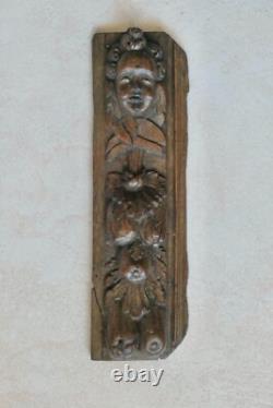 Baroque sculpture 17th century / high period, wood paneling, high relief angel head