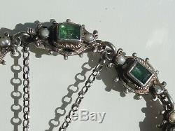 Beautiful Bracelet Old Early Xixth Money With Emerald / Lg 19.5cm