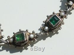 Beautiful Bracelet Old Early Xixth Money With Emerald / Lg 19.5cm