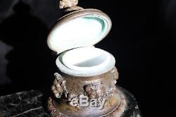 Beautiful Inkwell Marble And Bronze Xixth