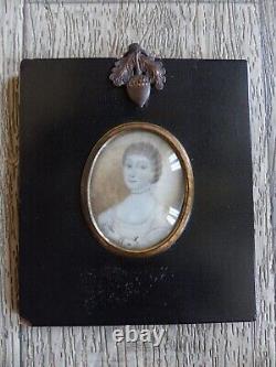 Beautiful Miniature 19th Epoque Restauration Dame Of Quality Circa 1820