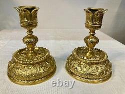 Beautiful Pair Of Candlesticks Renaissance Bronze. Period Late Nineteenth