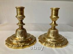 Beautiful Pair Of Game Candle Holders, Louis XV Style, 19th Century Epoch