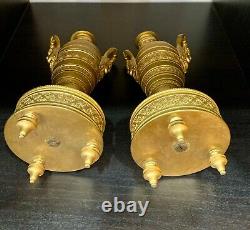 Beautiful Pair Of Gold Bronze Cossolettes. Candlesticks. Late 19th Century. Empire