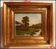 Beautiful Restoration-era Frame, 19th Century, And Landscape Painting Fixed Under Glass, 41x36 Cm