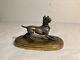 Beautiful Small Silver-plated Bronze Sculpture. Alert Dog. Late 19th Century Period.