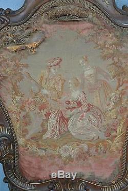 Bench Louis XV Style Tapestry And Mirror Late Nineteenth Time
