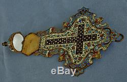 Benitier Crucifix Bronze And Enamels Cloisonné Epoque Nineteenth Century