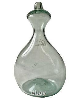 Berger's Bottle In Glass Blow In Nuance Bleue Art Populaire Époque XIX Ème