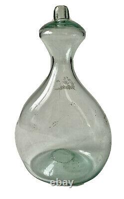 Berger's Bottle In Glass Blow In Nuance Bleue Art Populaire Époque XIX Ème