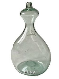 Berger's Bottle In Glass Blow In Nuance Bleue Art Populaire Époque XIX Ème