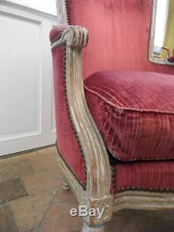 Bergere Ancient Louis XVI Style Carved Wood Time Nineteenth Century