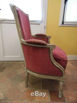 Bergere Ancient Louis XVI Style Carved Wood Time Nineteenth Century