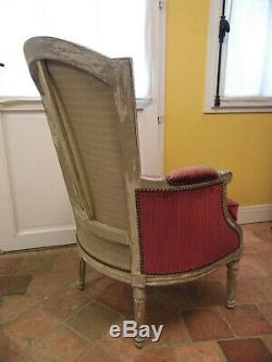 Bergere Ancient Louis XVI Style Carved Wood Time Nineteenth Century