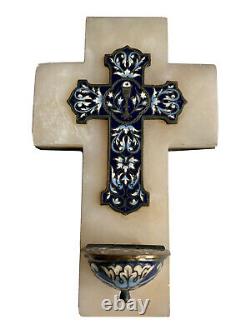 Bientier Croix Crucifix Emal Cloisonnés & Onyx Calice & Rinceaux Époque XIX Ème