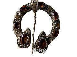 Bijou Regional Brooch Fibule Provençale Silver Cabochons Glass Age 19th