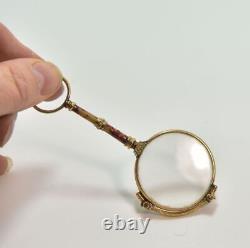 Binocle Or Hand-to-hand Gold And 19th Century Enamel