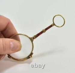 Binocle Or Hand-to-hand Gold And 19th Century Enamel