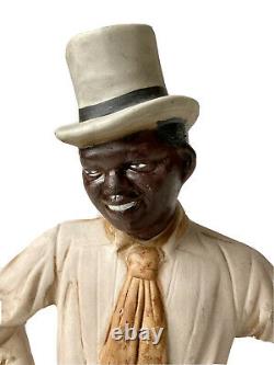 Biscuit Polychrome Personage Man Au Hat Jim Balle De Coton Époque XIX Ème