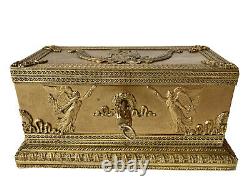 Box Box In Bronze Golden Style Empire Characters Period 19th Antique Box