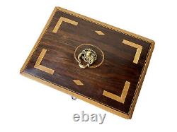 Box Box Shape Tomb Cenotaph Wood Marquetry Age 19th Antique Box