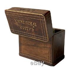 Box Tirelire Caisse D'epargne Bois Marqueterie Époque Xixème Antique Money Box