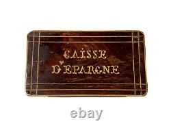 Box Tirelire Caisse D'epargne Bois Marqueterie Époque Xixème Antique Money Box