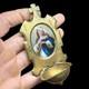 Brass Holy Water Font Religious Painting On Ceramic 19th Century