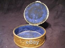 Brass Jewelry Box With Miniature Porcelain Era Nineteenth Century