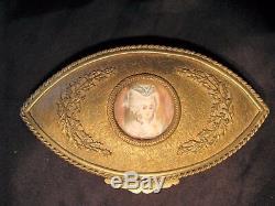 Brass Jewelry Box With Painted Miniature Nineteenth Century