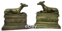 Bronze Andiron Decor with 19th Century Greyhound Sculptures