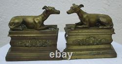 Bronze Andiron Decor with 19th Century Greyhound Sculptures