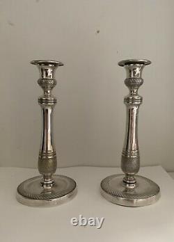 Bronze Candle Holders Silver Epoch 19th Century Restoration