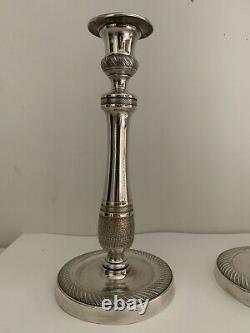 Bronze Candle Holders Silver Epoch 19th Century Restoration