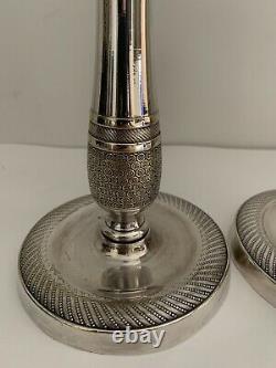 Bronze Candle Holders Silver Epoch 19th Century Restoration