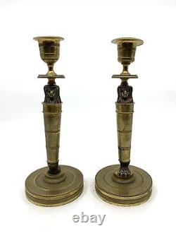 Bronze Candleholders from the Empire or Directory Period, Return from Egypt, 1800, 19th Century