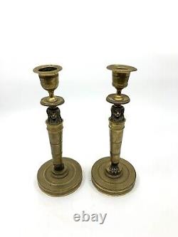 Bronze Candleholders from the Empire or Directory Period, Return from Egypt, 1800, 19th Century