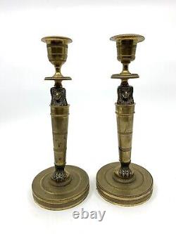 Bronze Candleholders from the Empire or Directory Period, Return from Egypt, 1800, 19th Century