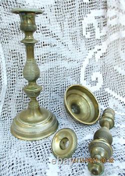 Bronze Candlesticks Dore Chisele Era 19th Empire Florets