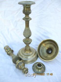 Bronze Candlesticks Dore Chisele Era 19th Empire Florets