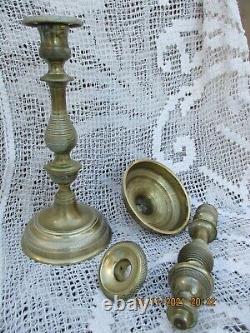 Bronze Candlesticks Dore Chisele Era 19th Empire Florets