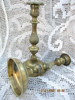 Bronze Candlesticks Dore Chisele Era 19th Empire Florets