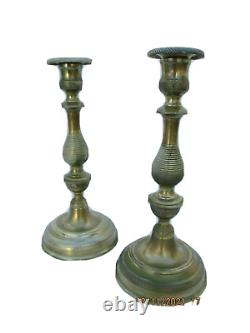 Bronze Candlesticks Dore Chisele Era 19th Empire Florets